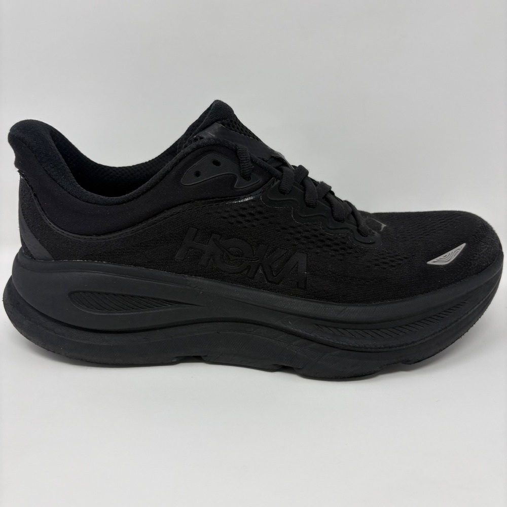 Hoka Bondi 9 Womens Size 9 Triple Black Athletic Running Shoes Sneakers